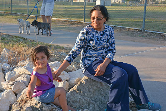 Relaxing with Grandma at Sunset, Austin, Texas. Photo by Dr. Jacob Mathew