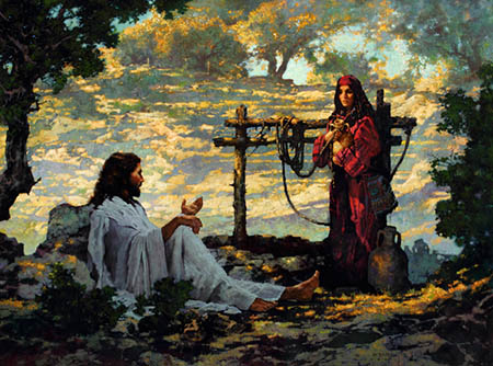 Samaritan Woman with Jesus, Painting by Sunitha Flowerhill