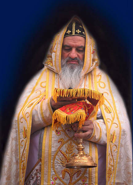 His Holiness Patriarch Mor Ignatius Aphrem II celebrates Holy Qurobo (Liturgy) at the Armenian Church of Bucharest.