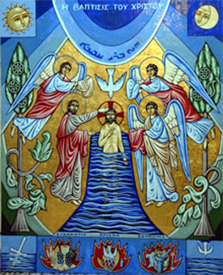  Christ receives baptism at the hands of John the Baptist dans immagini sacre epiphany-iconM